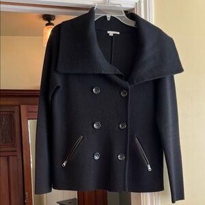 Halogen Black Double-Breasted Pea Coat